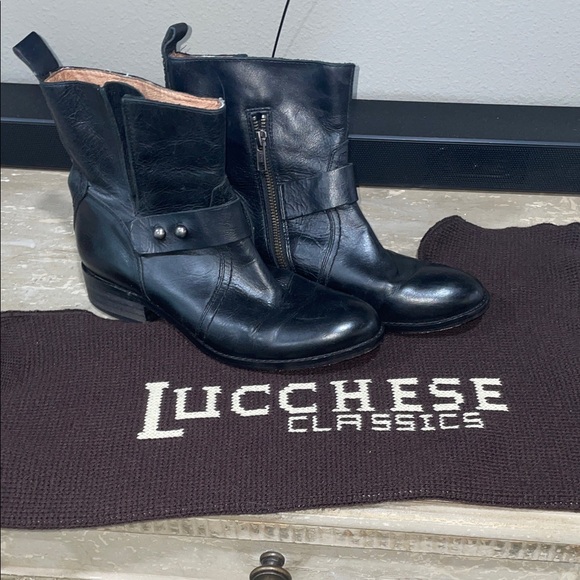 Lucchese Black Leather Ankle Boots - Picture 1 of 10